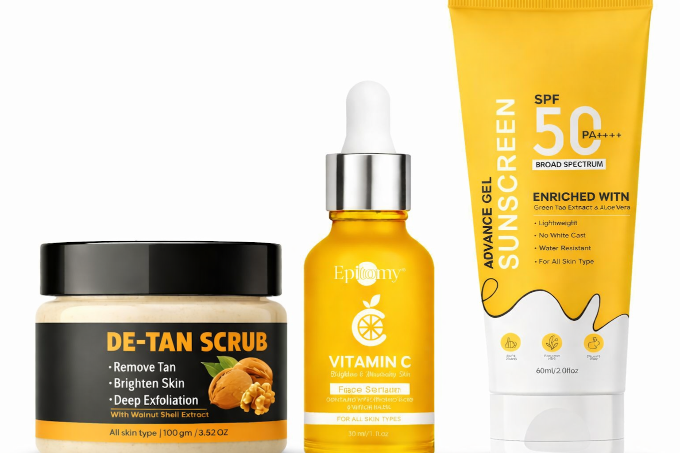 Face Care Combo Scrub Serum Sunscreen